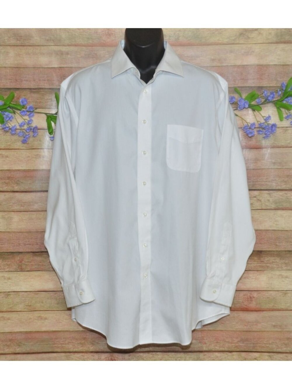 Joseph A. Bank Mens Traveler White Dress Shirt Size 17.5 35 Cotton Formal Career